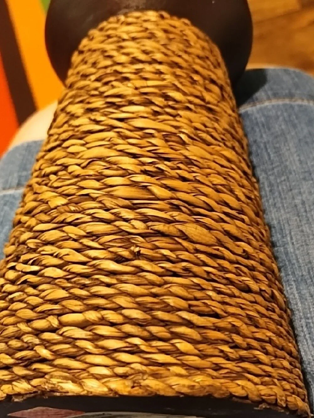 Target Brown and Natural Twine Wrapped Candle Holder VGC. Heavy.
